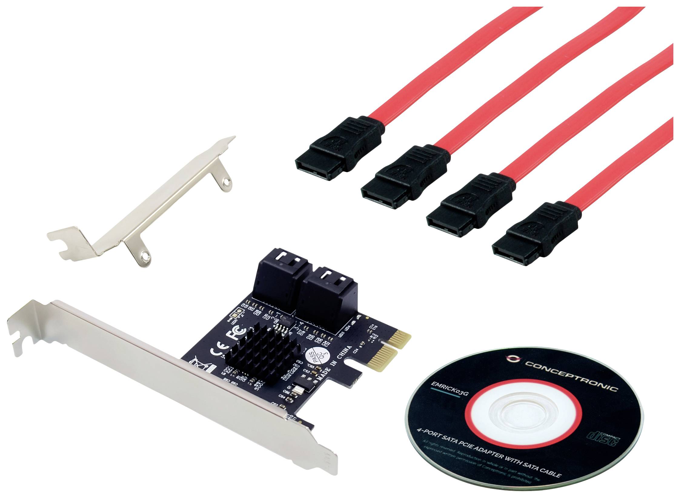 Conceptronic EMRICK 4-Port-SATA-PCIe-Adapter mit SATA-Kabel SATA controller PCIe