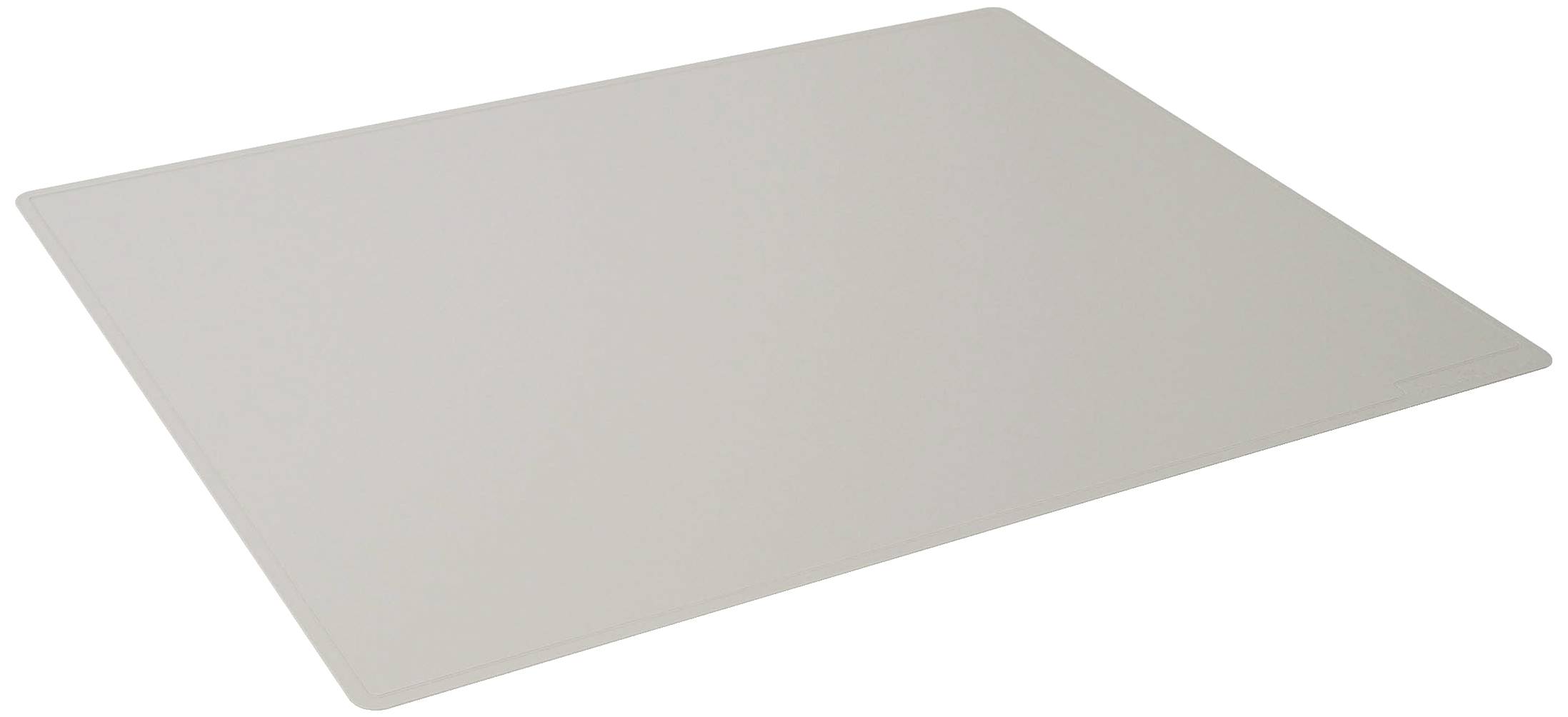 White, rectangular cutting mat with rounded corners, lying flat on a surface.