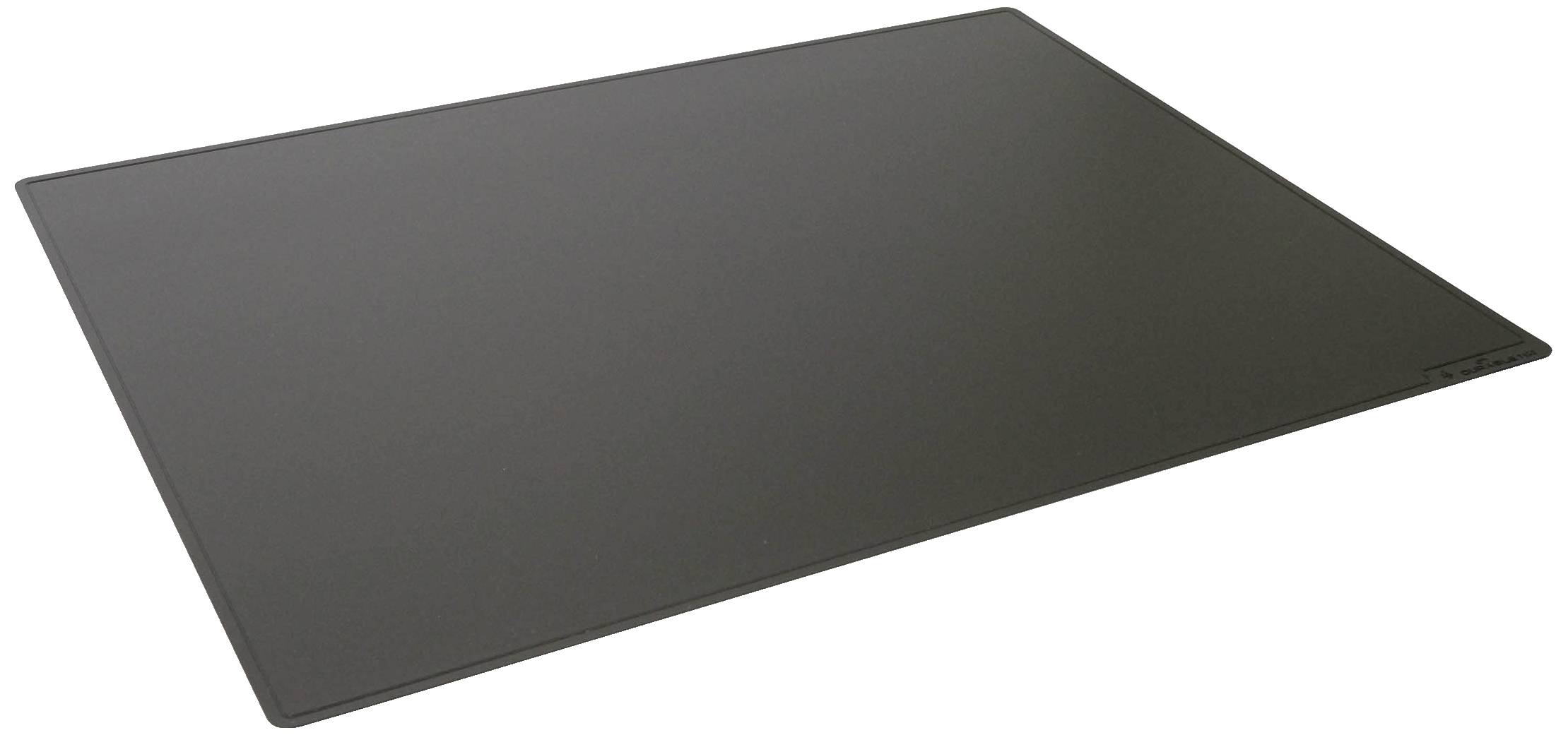 Black, rectangular chopping board in a minimalist design, suitable for use in the kitchen.