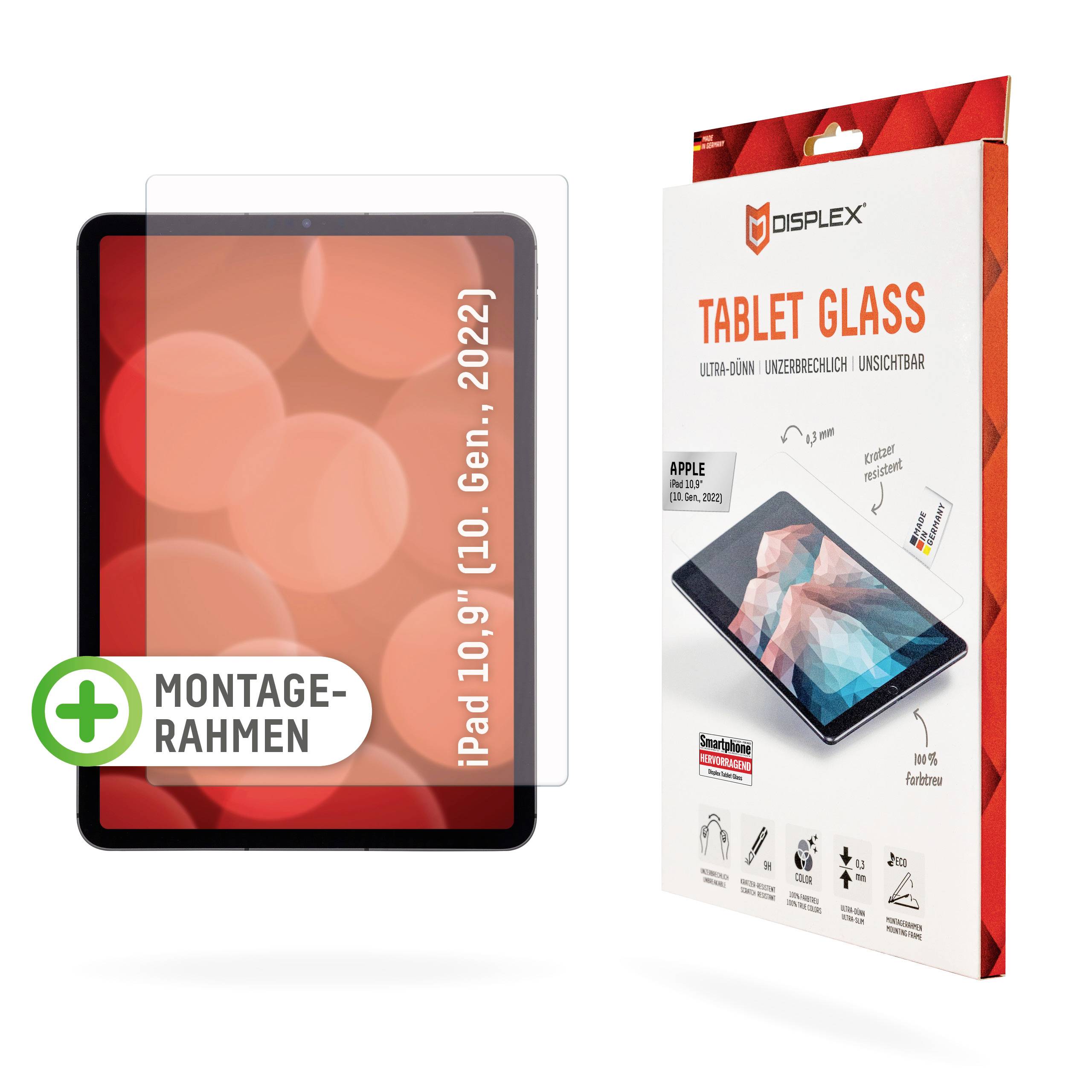 DISPLEX Tablet Glass Glass screen protector Apple iPad 10.9" (10. Gen, 2022) 1 pc(s) Anti-fingerprint, Scratch-proof 01754