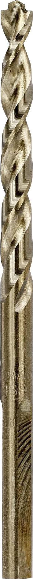 Close-up of a gold-coloured spiral drill bit with sharp cutting edges, suitable for precise drilling in metal or wood.