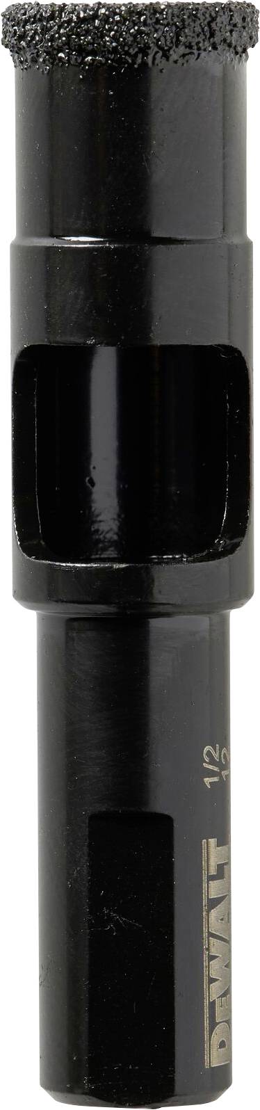 Black, cylindrical drill bit with grooves, suitable for precision drilling. 'DEWALT' brand name on the shaft.
