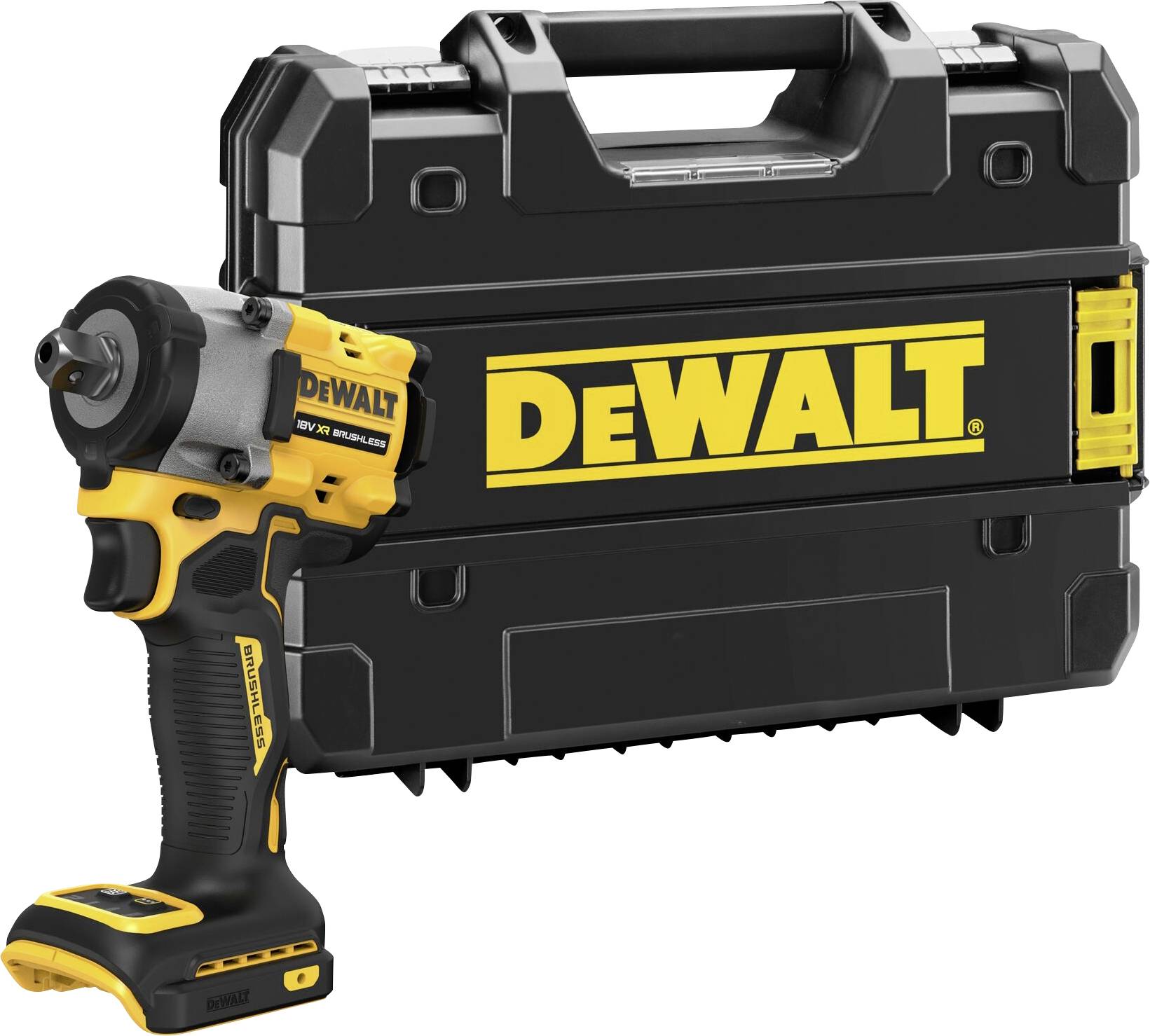 Cordless impact wrench and toolbox by DeWalt, model DCF923.