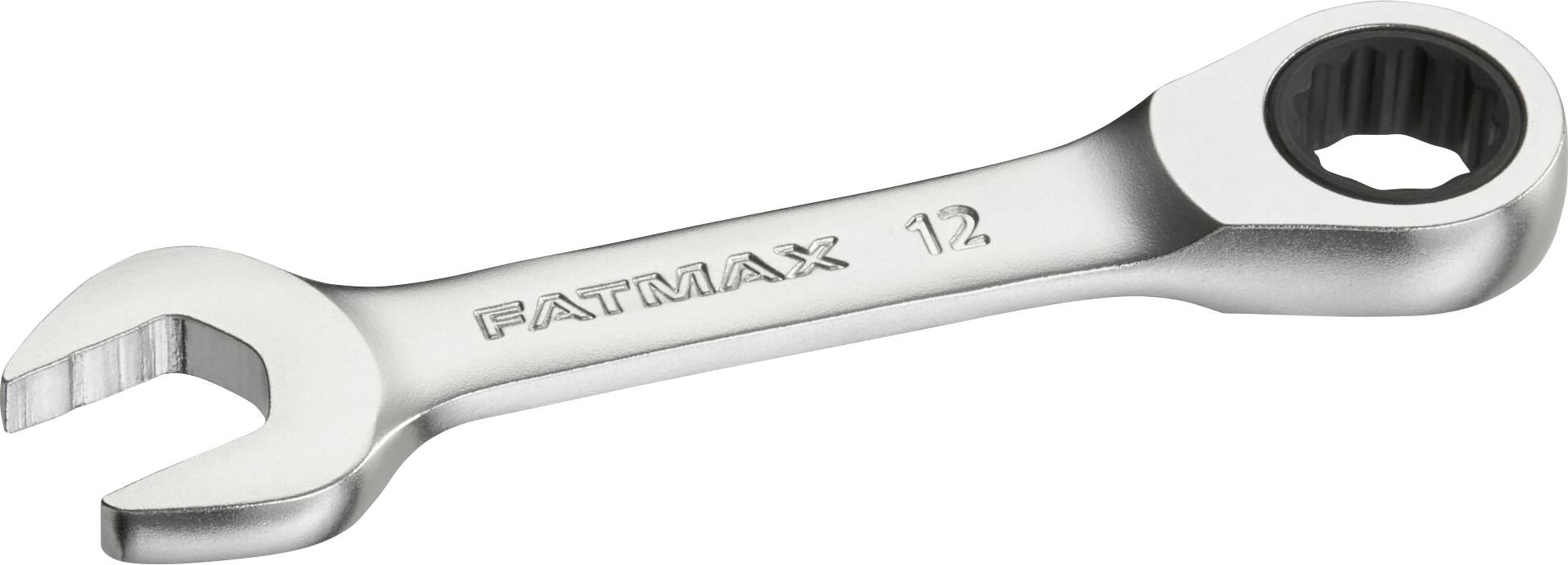 A silver spanner with the inscription 'FATMAX 12', showing an open-ended and ring-ended side.
