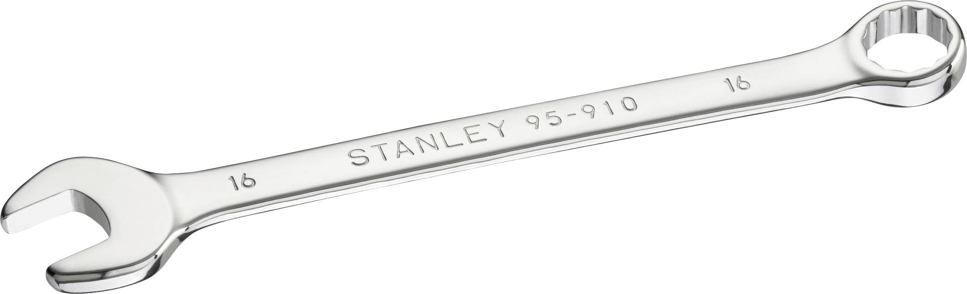 A silver adjustable spanner by Stanley, size 16, suitable for loosening or tightening nuts and bolts.