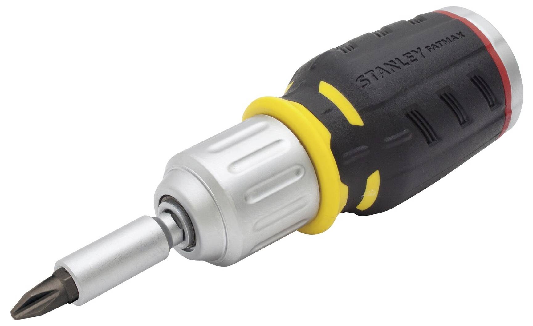Screwdriver with an ergonomic handle and interchangeable bit, suitable for various screw-driving tasks.