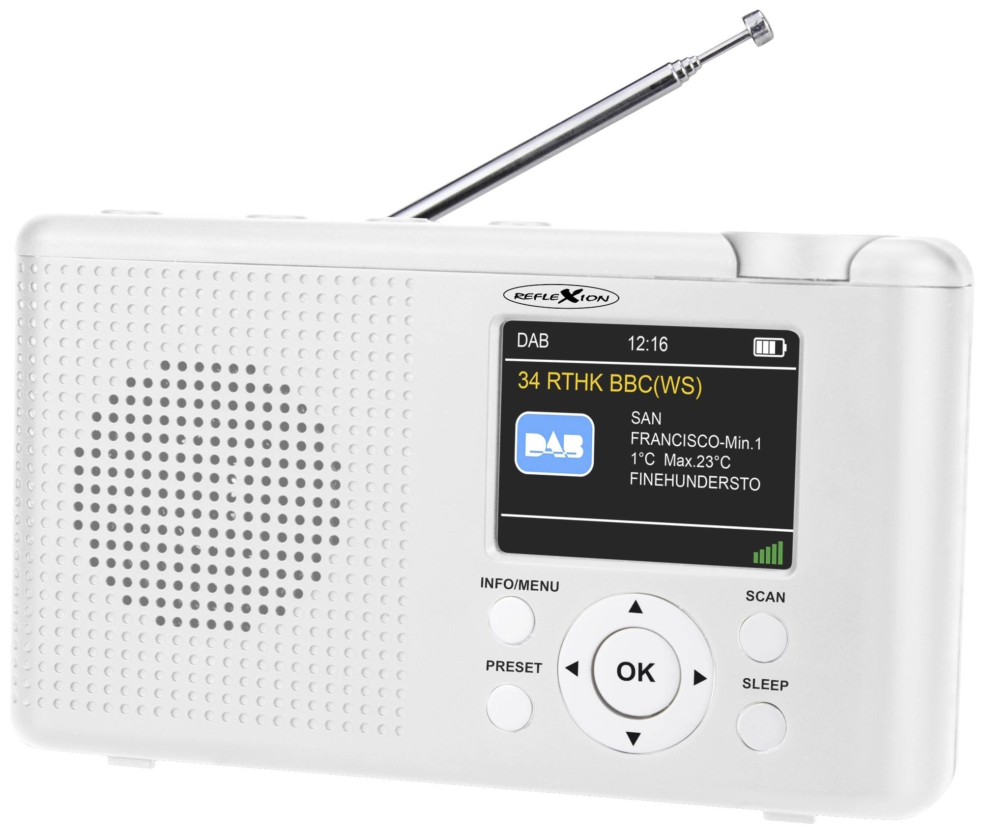 Reflexion TRA23DAB/WH Desk radio DAB+, DAB, FM DAB+, FM rechargeable White