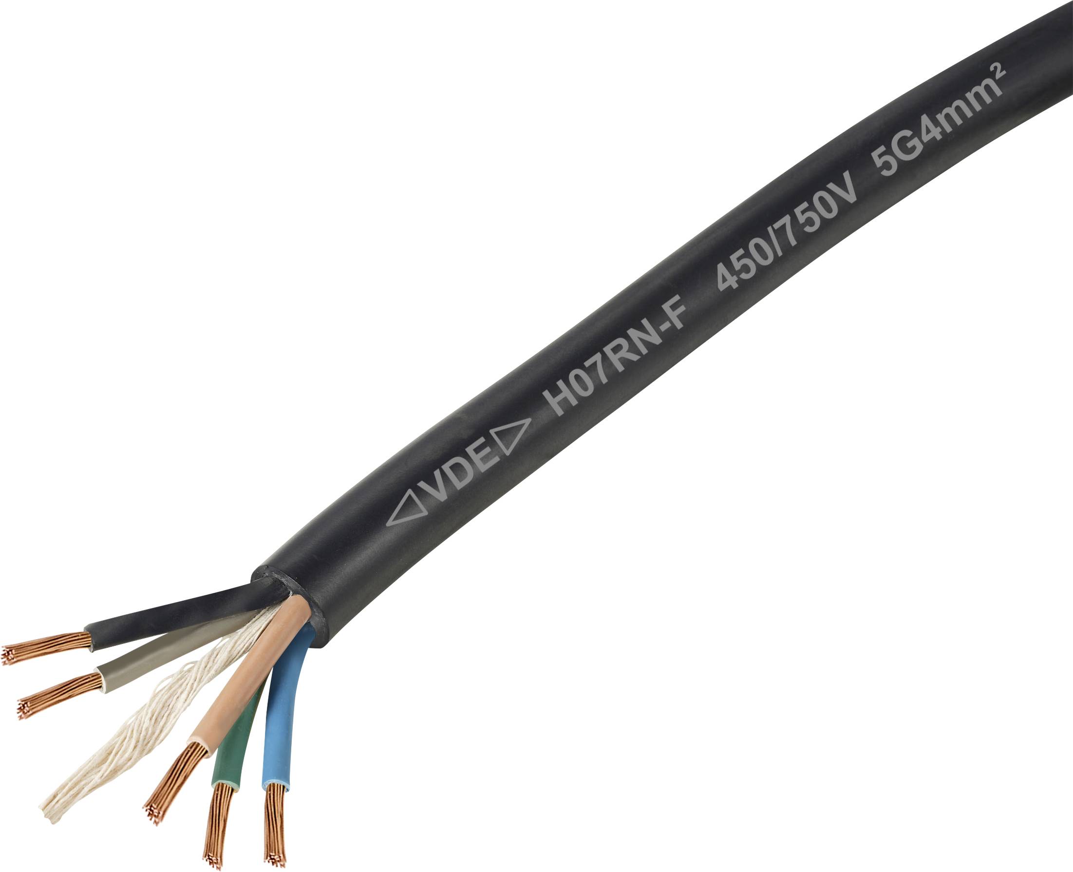 TRU COMPONENTS TC-11594956 Rubber flexible cable H07RN-F 5 x 4 mm² Black Sold per metre
