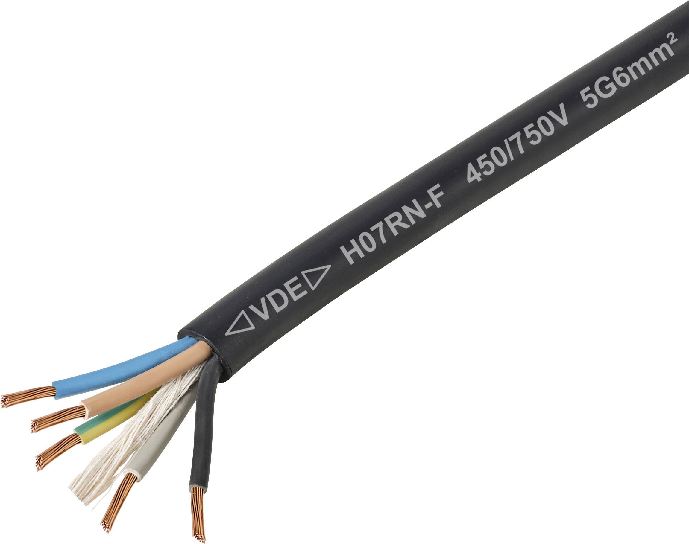 TRU COMPONENTS TC-11594960 Rubber flexible cable H07RN-F 5 x 6 mm² Black Sold per metre