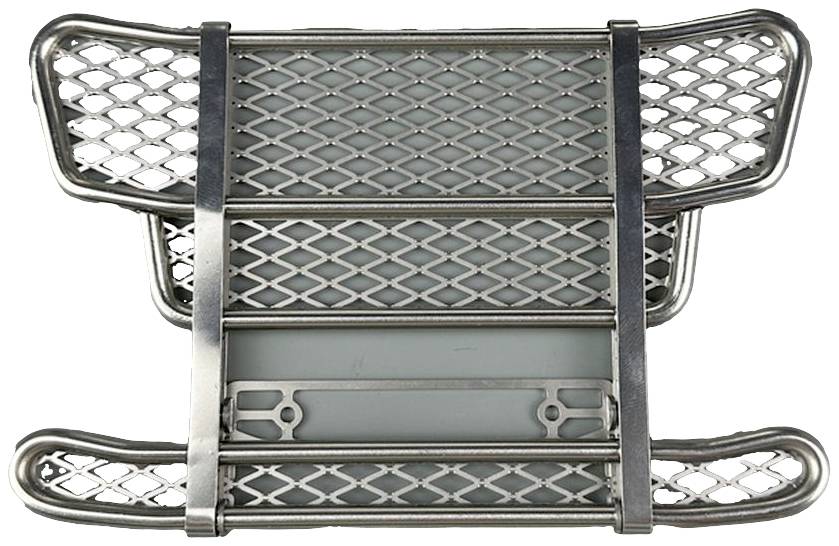 Metal mesh basket with wire mesh and reinforcing struts, likely for storing or transporting items.