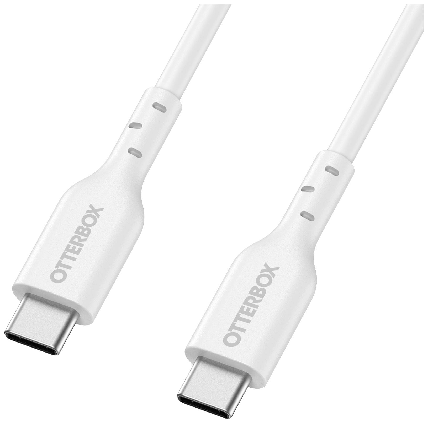 White USB-C cable by Otterbox with connections on both ends.