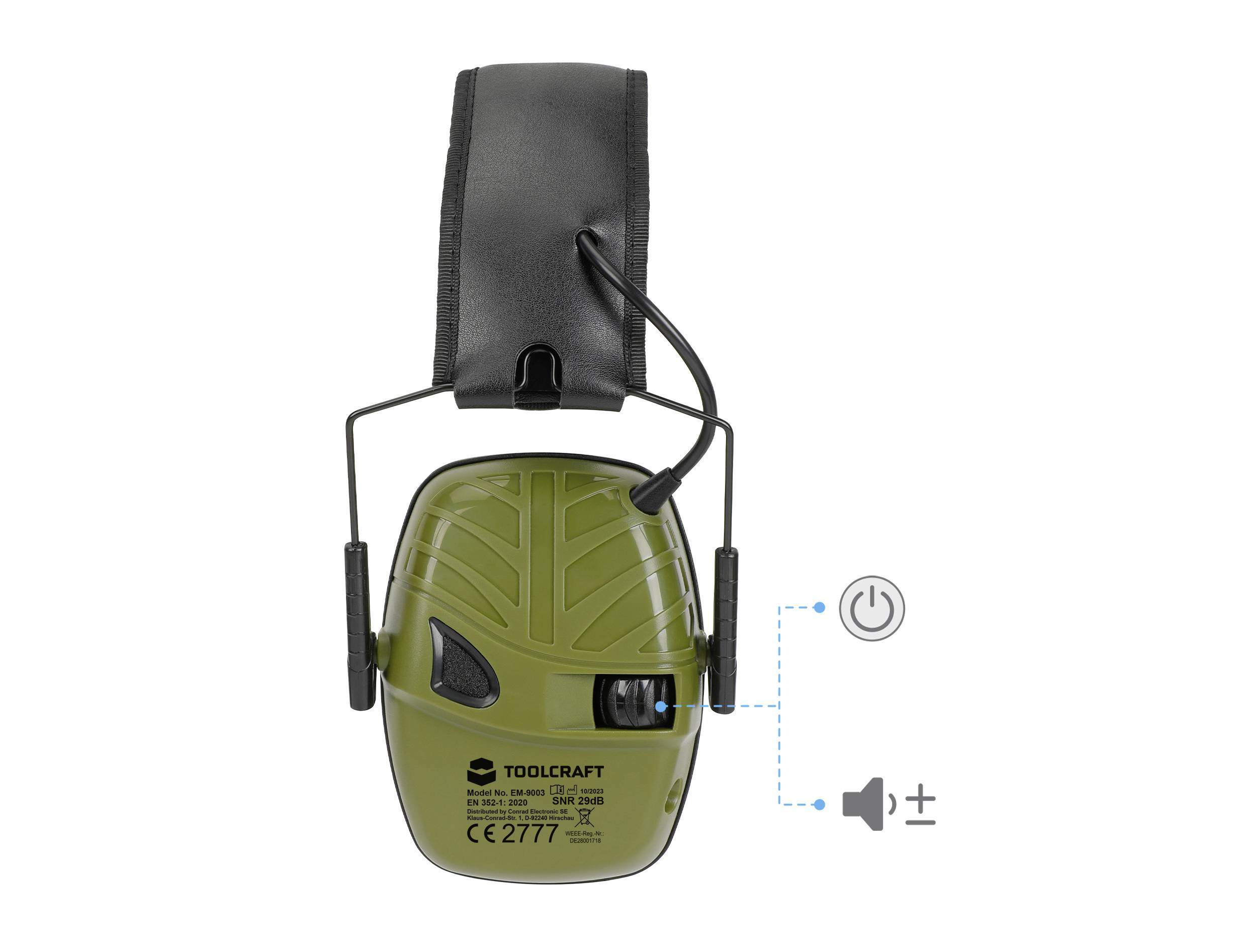 TOOLCRAFT TO-8701221 Audio Input Earmuffs 29 dB 1 pc(s)