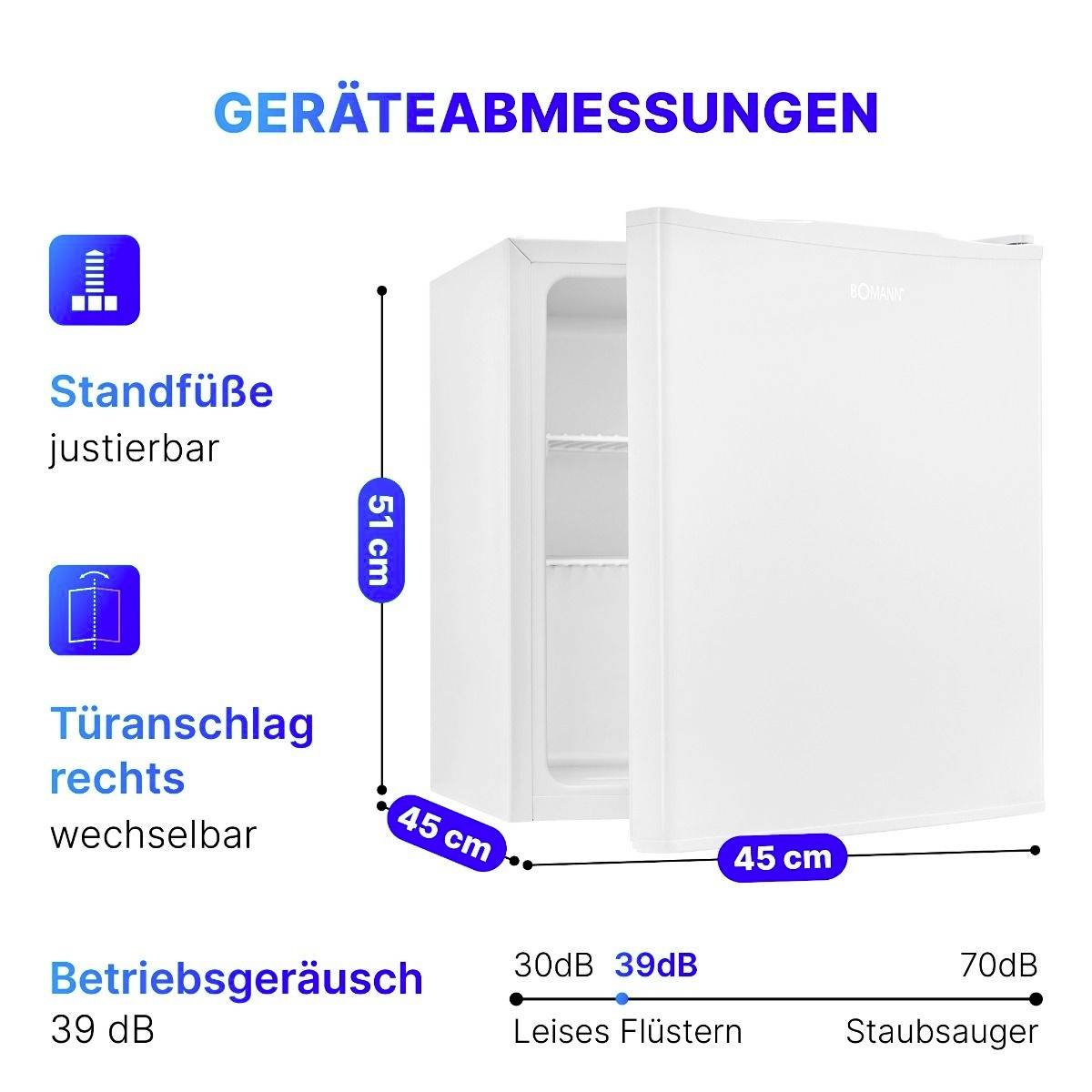 Bomann KB 7346 weiß Refrigerator EEC: E (A - G) 42 l Free standing White