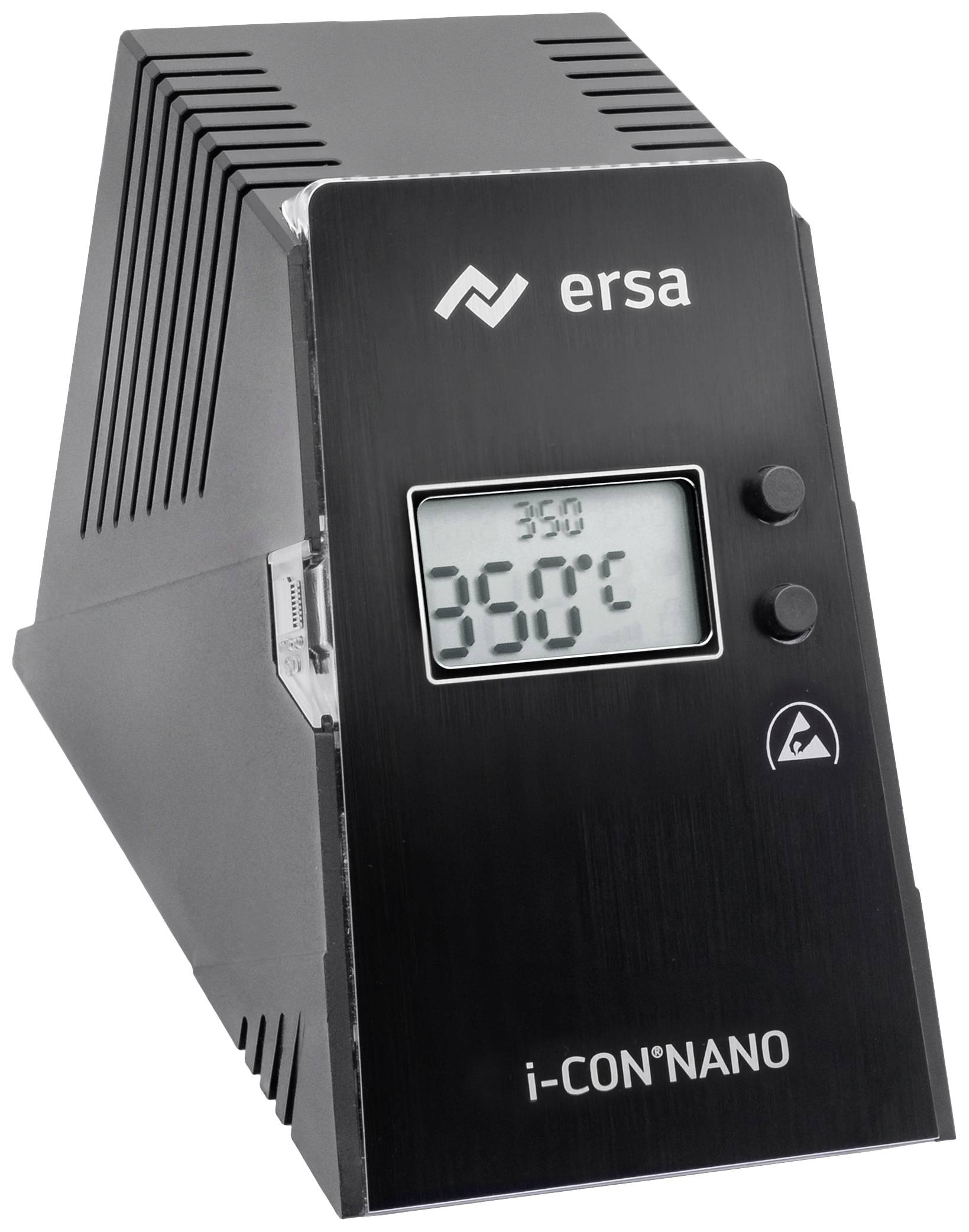 A black device from Ersa, model 'i-CON NANO', displays a temperature of 350°C on a digital screen.