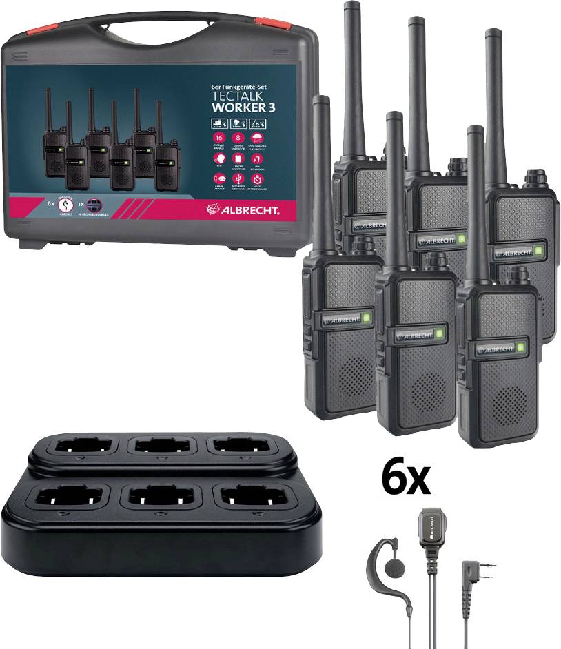 Albrecht Tectalk Worker 3 29827 PMR transceiver 6-piece set