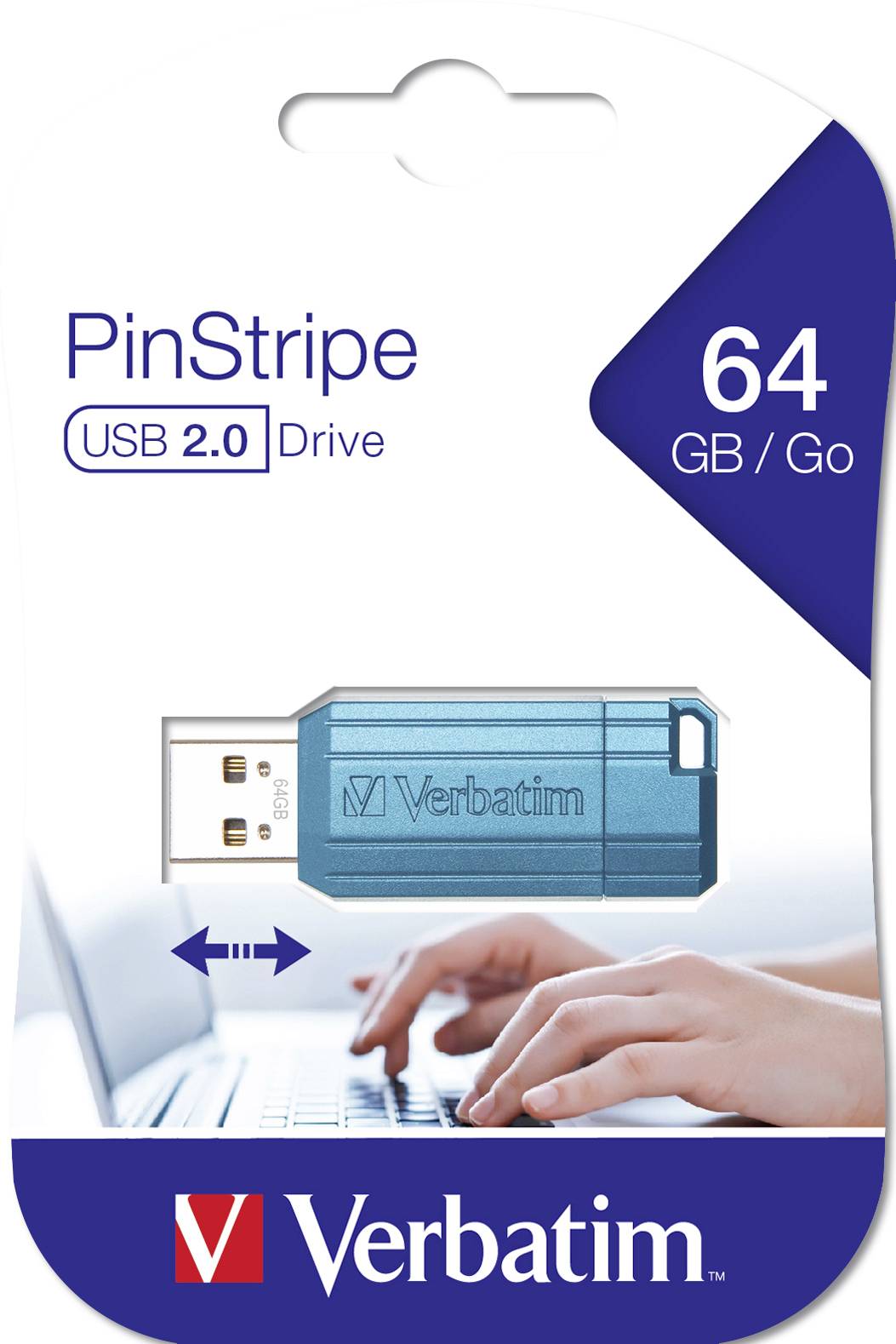 Verbatim USB DRIVE 2.0 PINSTRIPE USB stick 64 GB Blue 49961 USB A (USB 2.0)