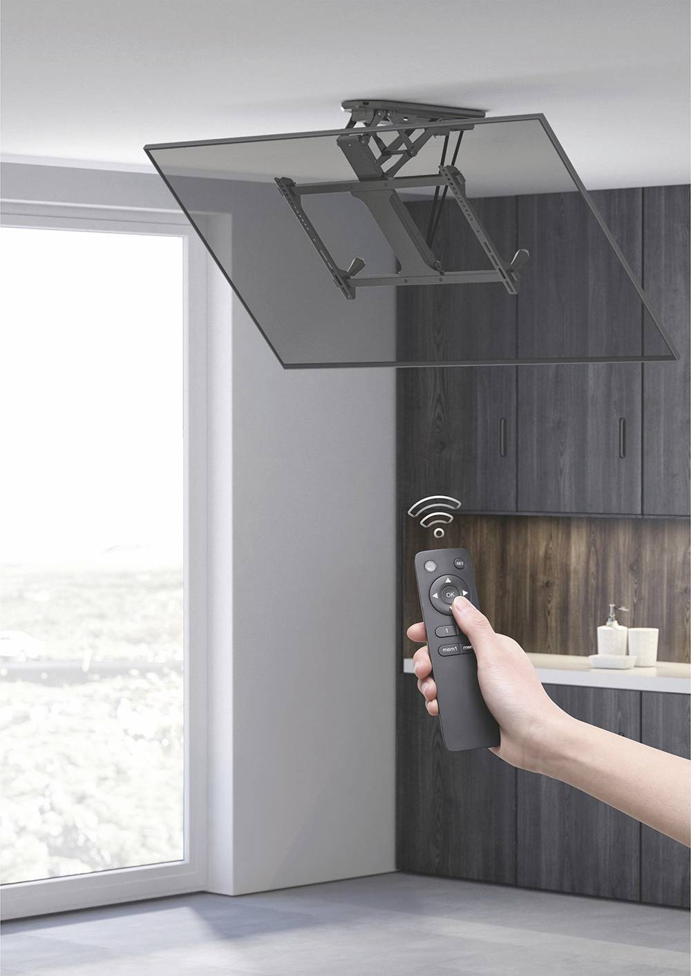 My Wall HL44ML TV ceiling mount Remote control, Tiltable 81,3 cm (32") - 177,8 cm (70") Roof suspension bracket, App-controlled