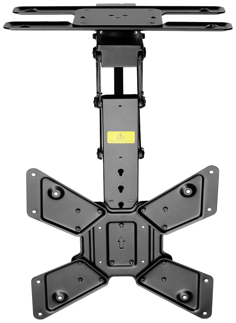 Ceiling mount for monitors or televisions. Black metal with adjustable tilt. Ideal for flexible screen positioning.<br><br>Note: This translation is already in British English and requires no further modification.