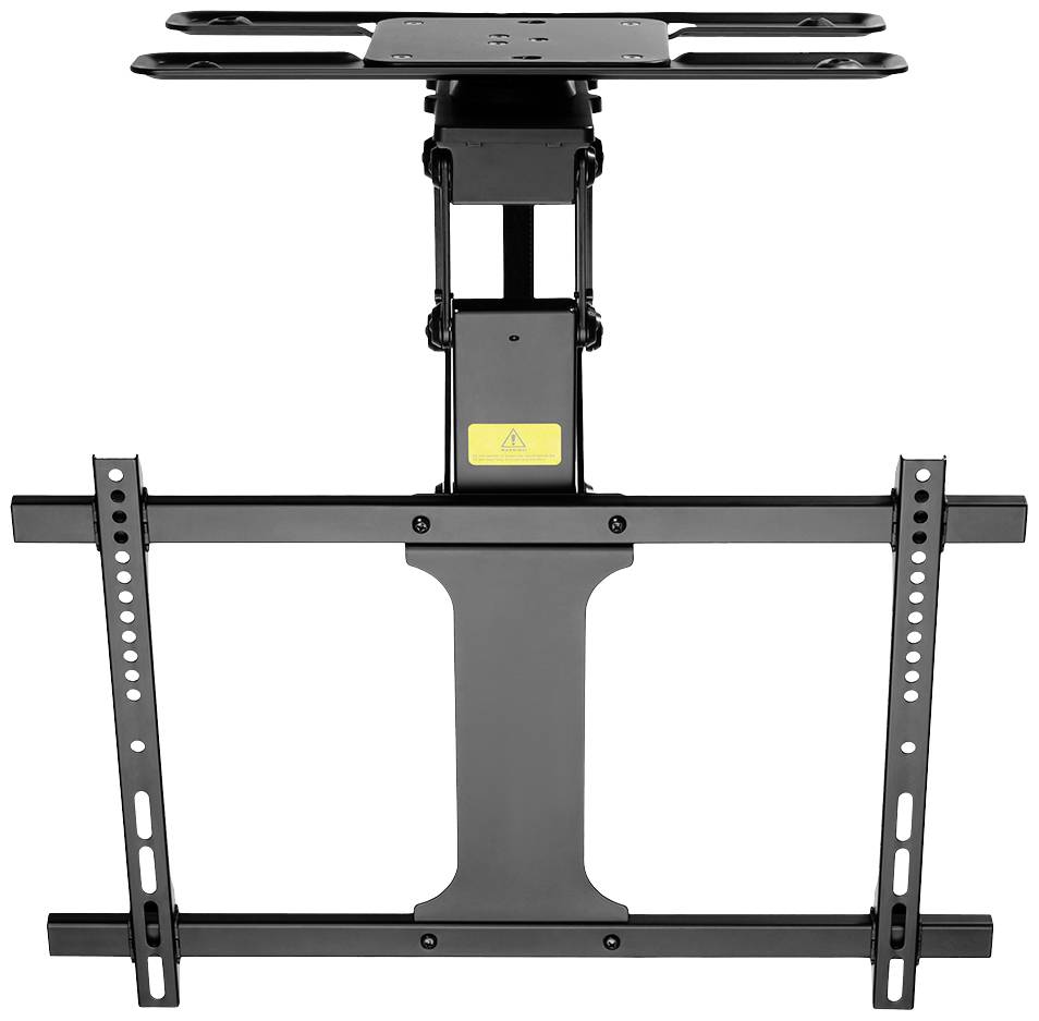 Wall mount for television, black, with adjustable arm and mounting brackets. Suitable for various screen sizes.