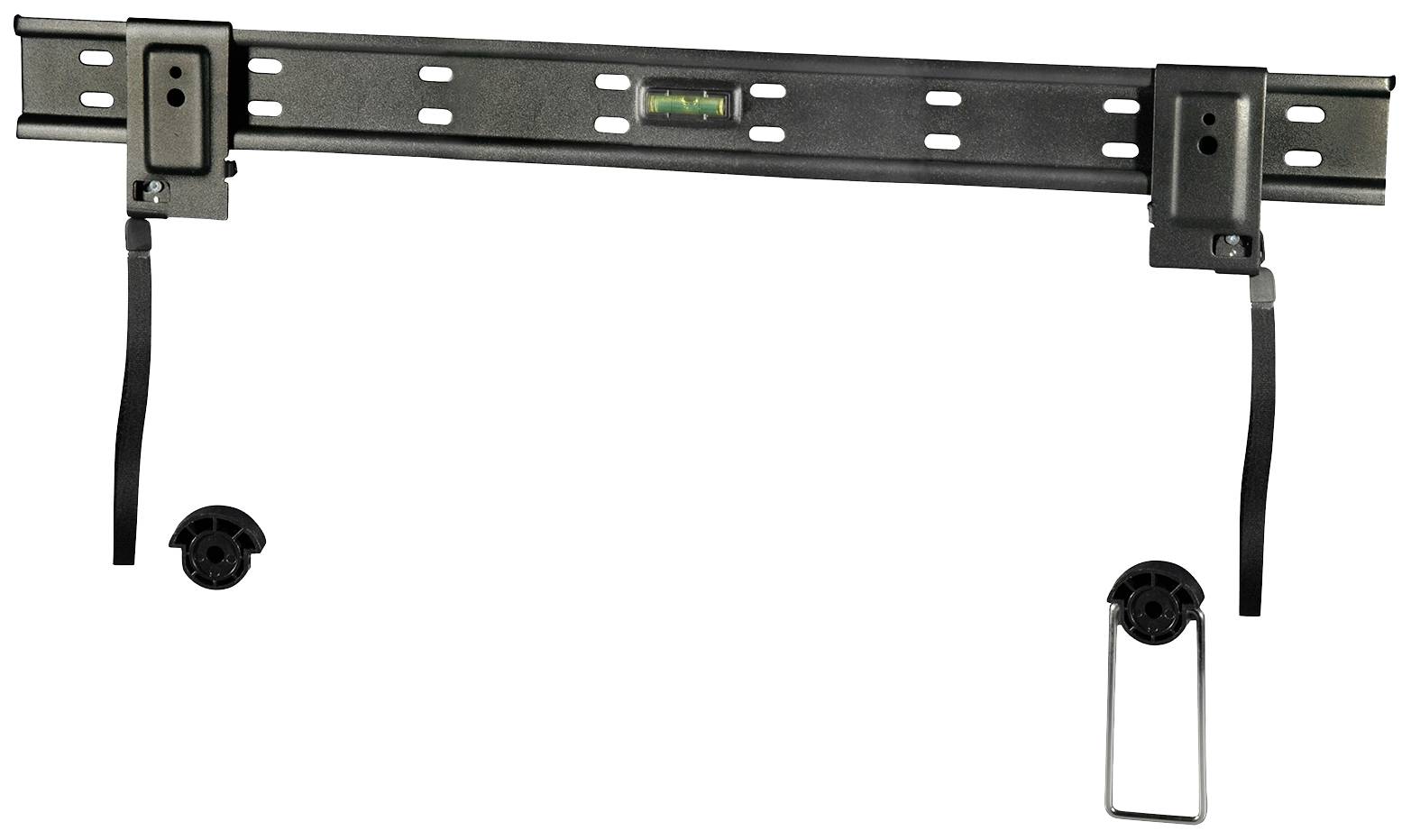 Wall mount for TV installation with two vertical rails and adjustable fixings. Suitable for flat screens.