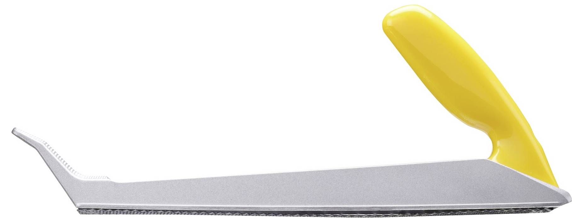 Hand rasp with a yellow ergonomic handle, specifically developed for woodworking. It has a long, narrow shape for precise processing.