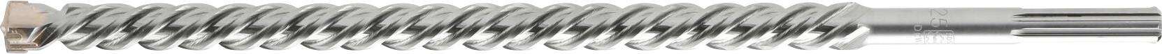 A hand is holding a silver metallic spiral spring rod horizontally.