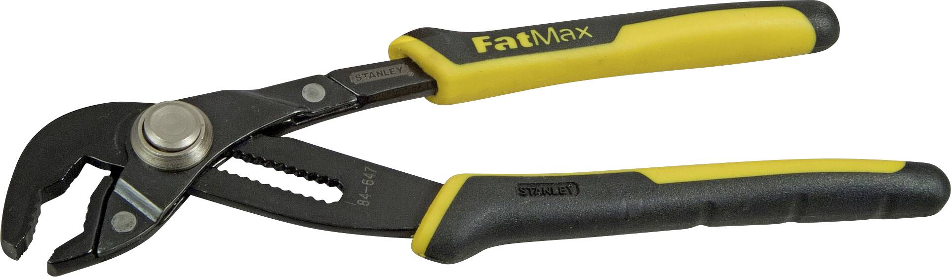 Yellow and black metal water pump pliers with adjustable handle and serrated jaws, suitable for gripping and turning objects.