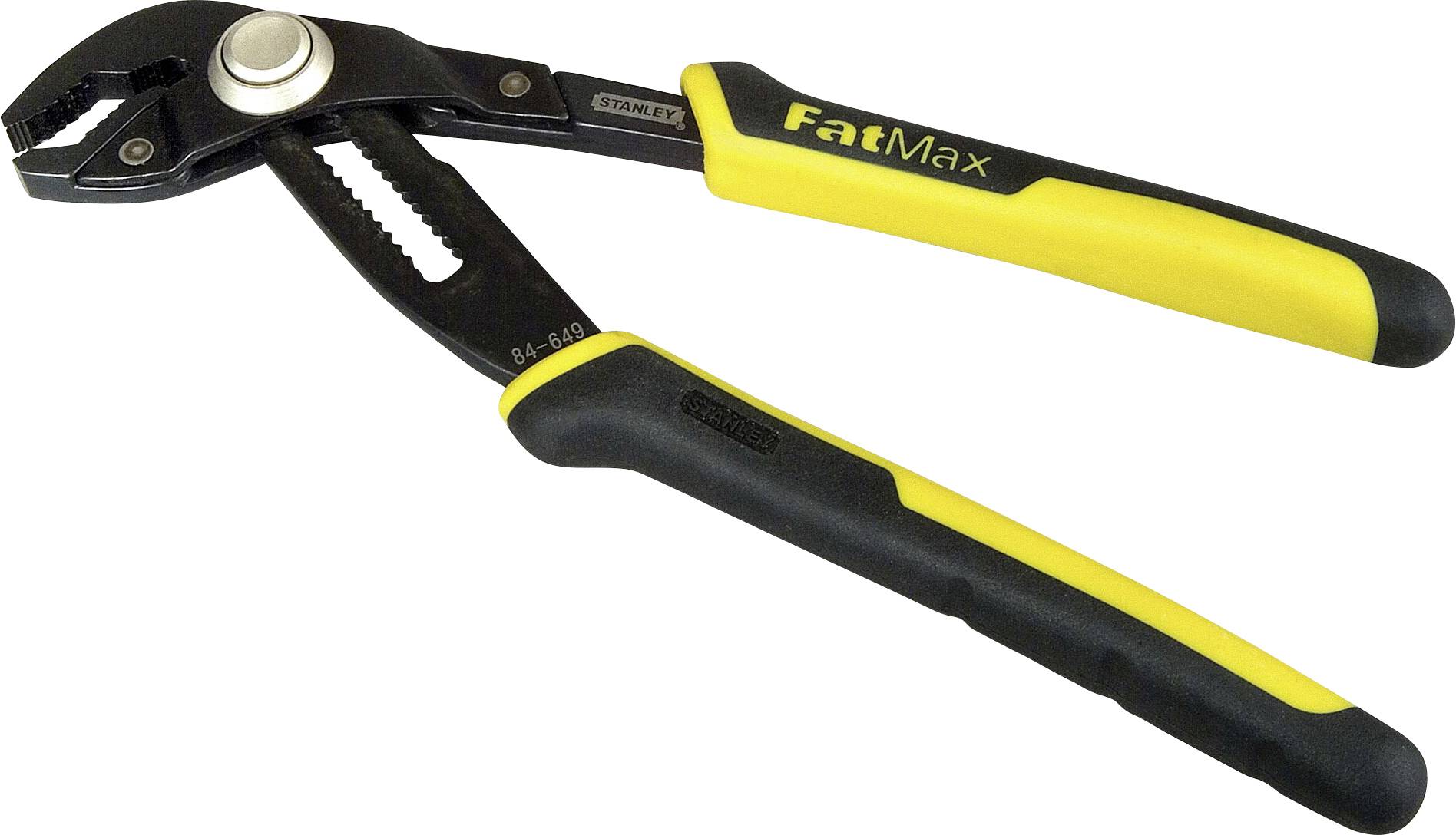 Pliers with yellow and black handles, 'FatMax' brand, for gripping and clamping work.
