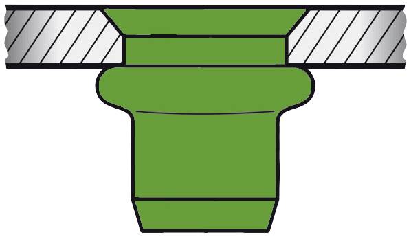 Cross-section of a green, cylindrical seal with a silver rim; component used for sealing or connecting in technical applications.