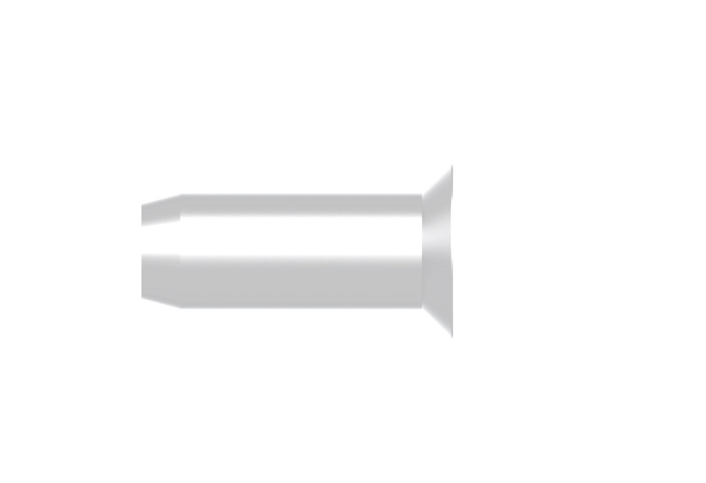 Grey cylindrical shape with a conical end on a white background.