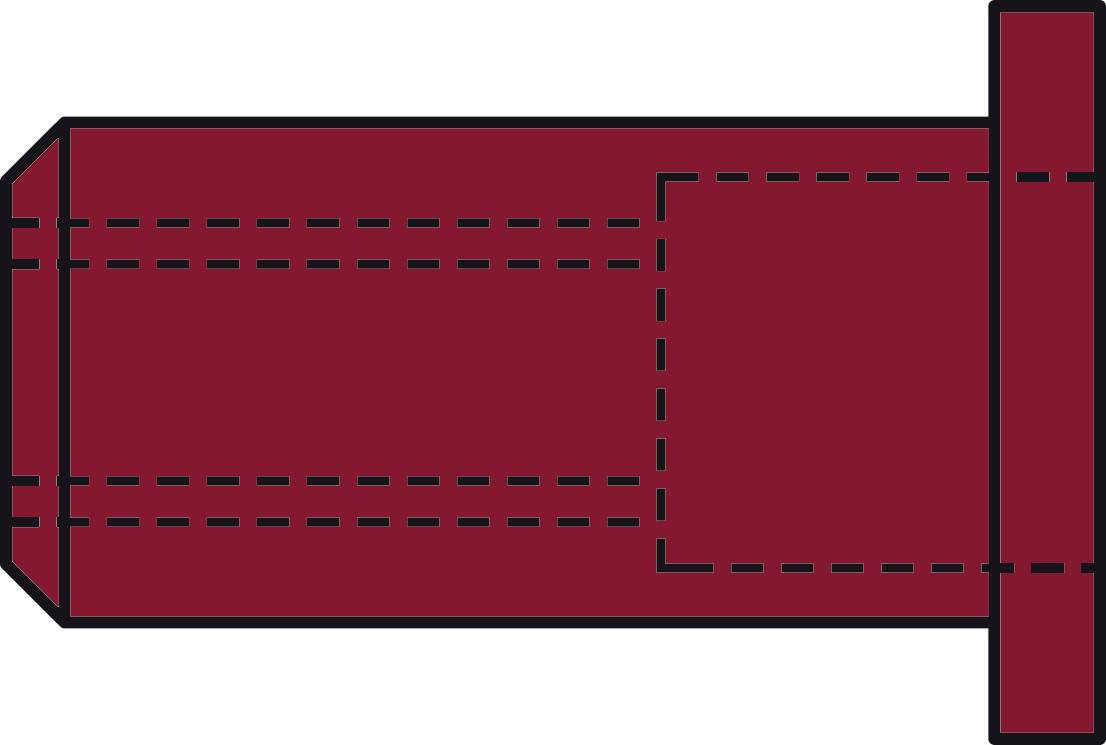 Red paper frame with folding instructions for creating a rectangular box. Guideline markings and fold lines are clearly visible.
