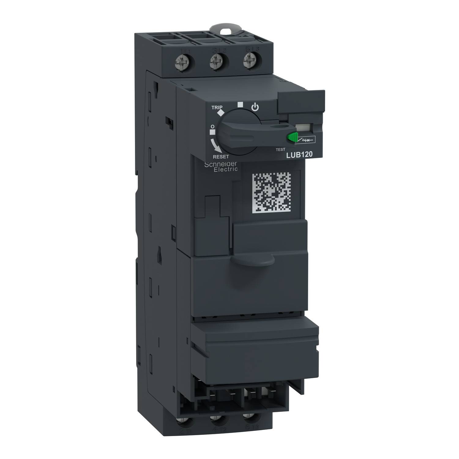 Performance switching device in black with QR code, brand name at the top, model number 'LUB120' visible, used for electrical control.