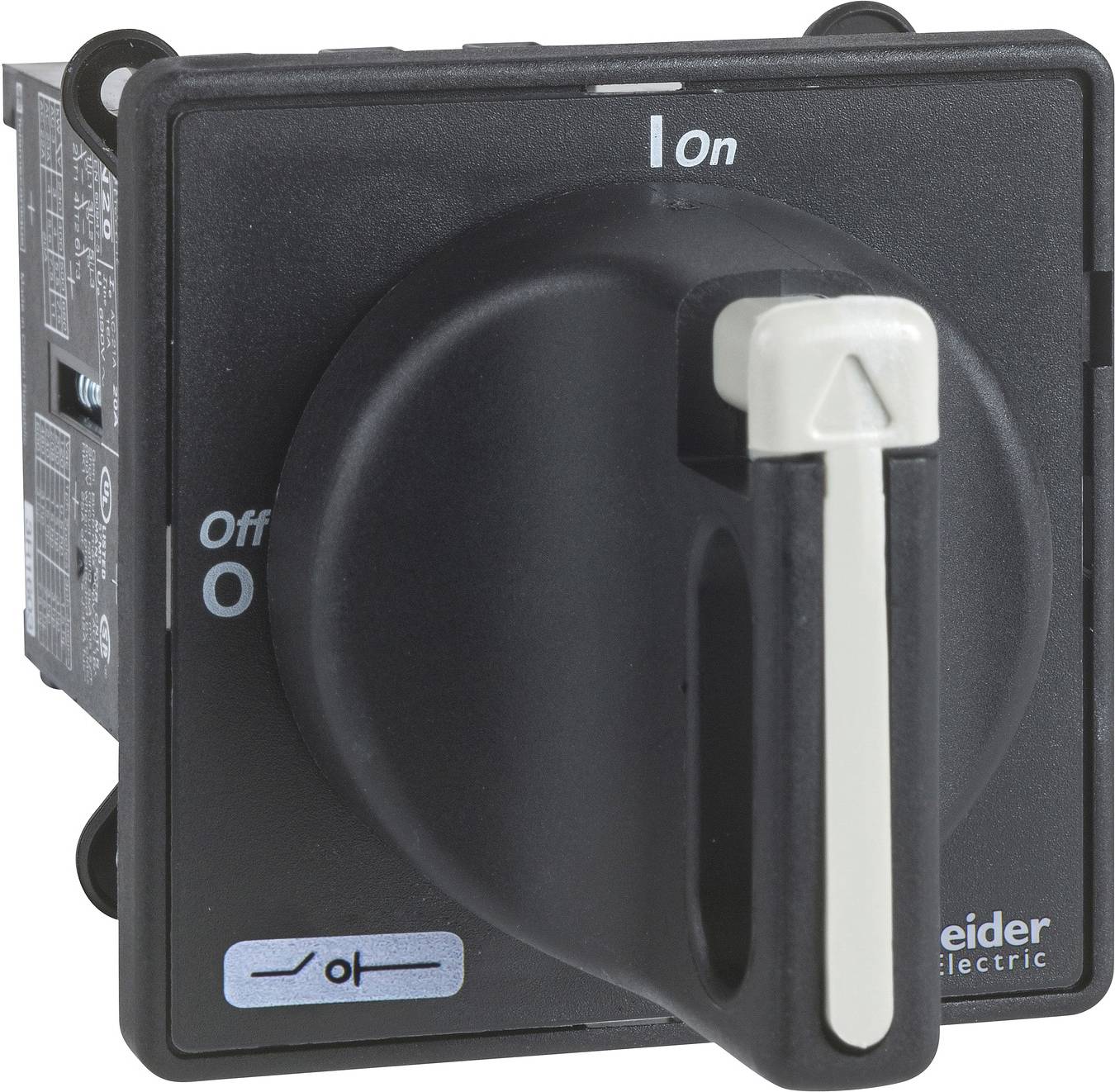 Switch with arrow symbol, showing 'On' and 'Off' positions. Manufacturer marking visible bottom right.
