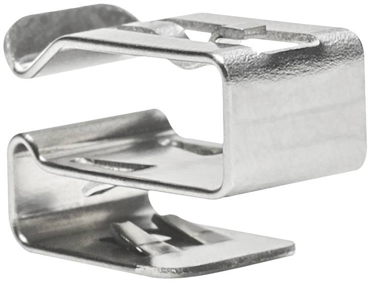 Metal clip in S-shape, smooth surface, used for securely fastening objects or materials.
