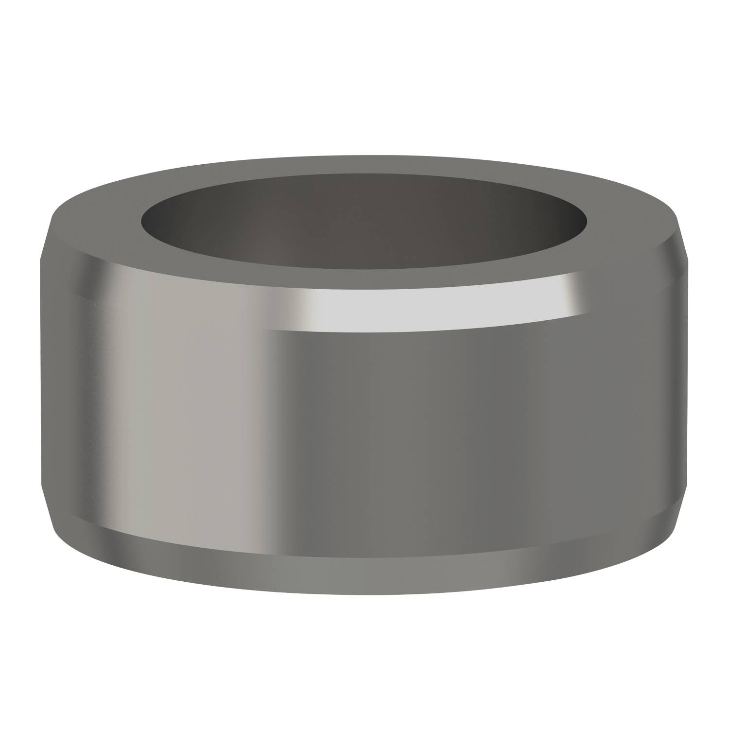Round metal part, hollow ring shape, uniform smooth surface, grey colour.