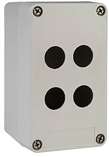 Grey rectangular housing with four circular openings on the front, suitable for switches or indicators.