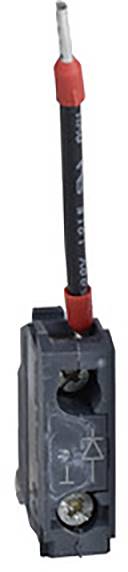 A black electronic component block with a thin cable leading upwards; could be used for circuitry or power distribution.