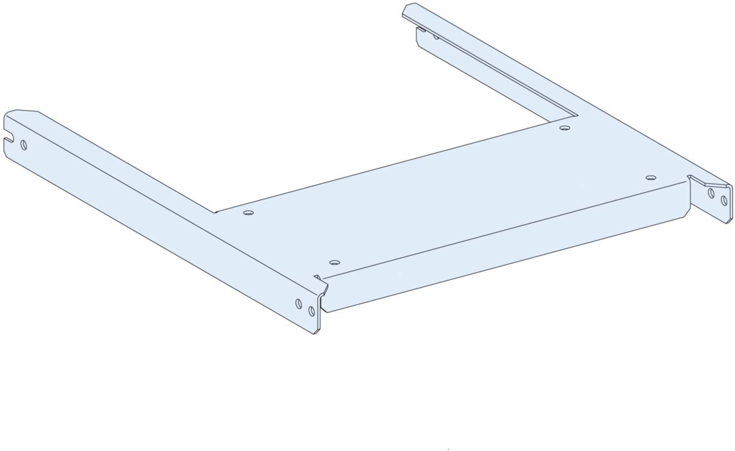 A blue, rectangular metal frame with angled ends on both sides. Suitable for fixing or mounting.
