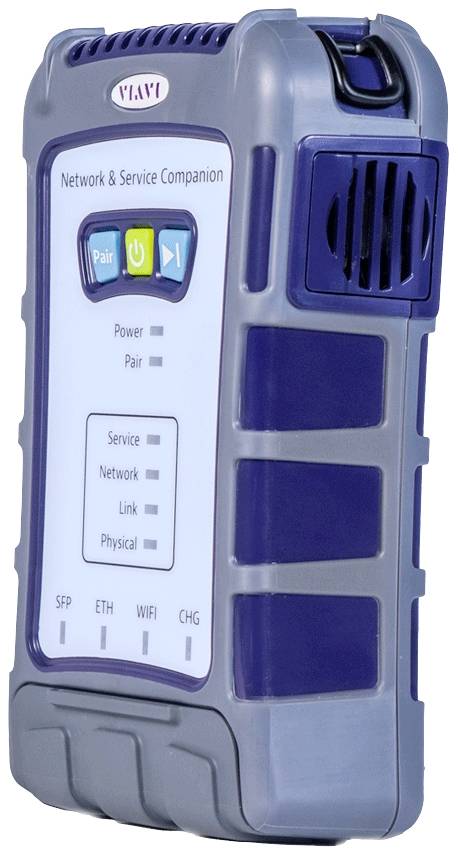 A portable network and service companion device with a display and multiple ports for network analysis and fault diagnosis.