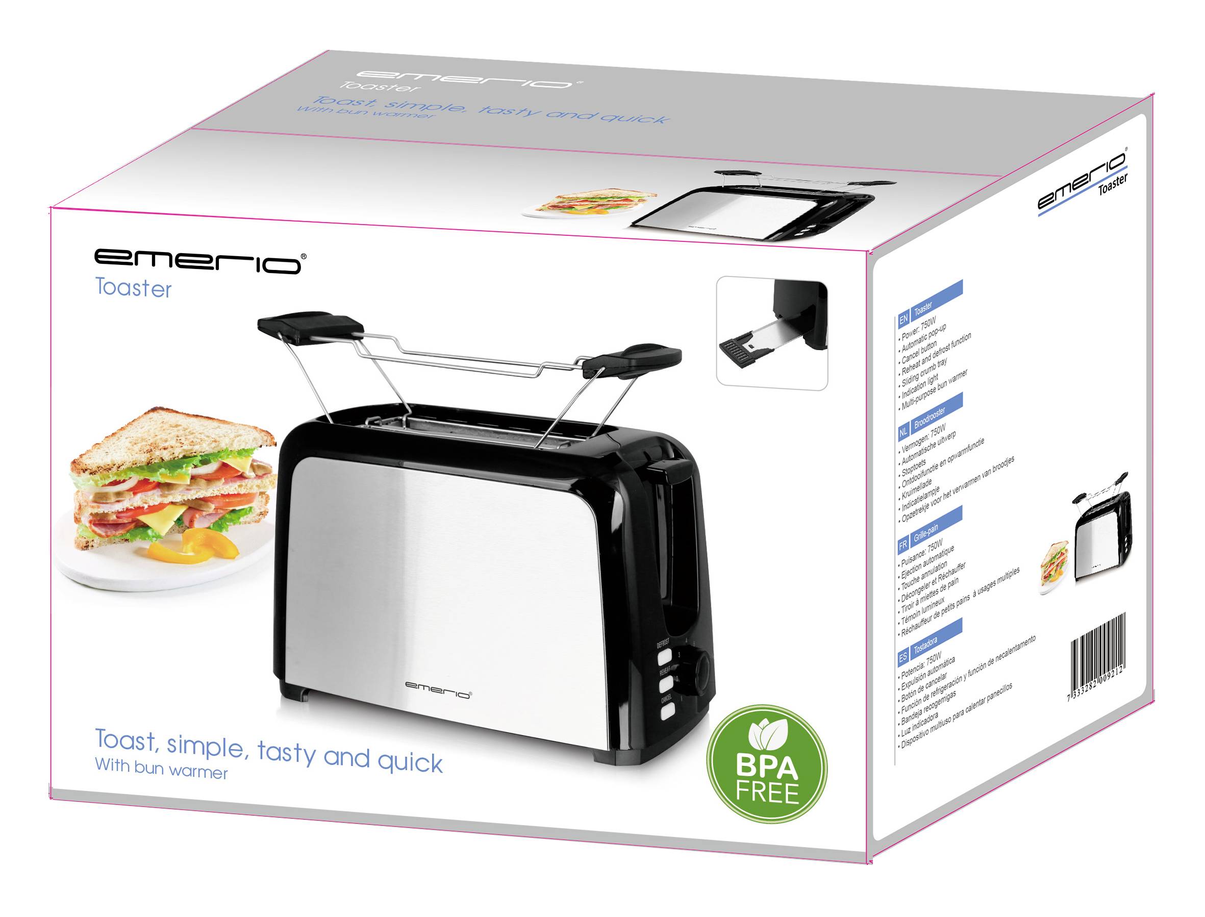 EMERIO TO-123924 Toaster with home baking attachment Black