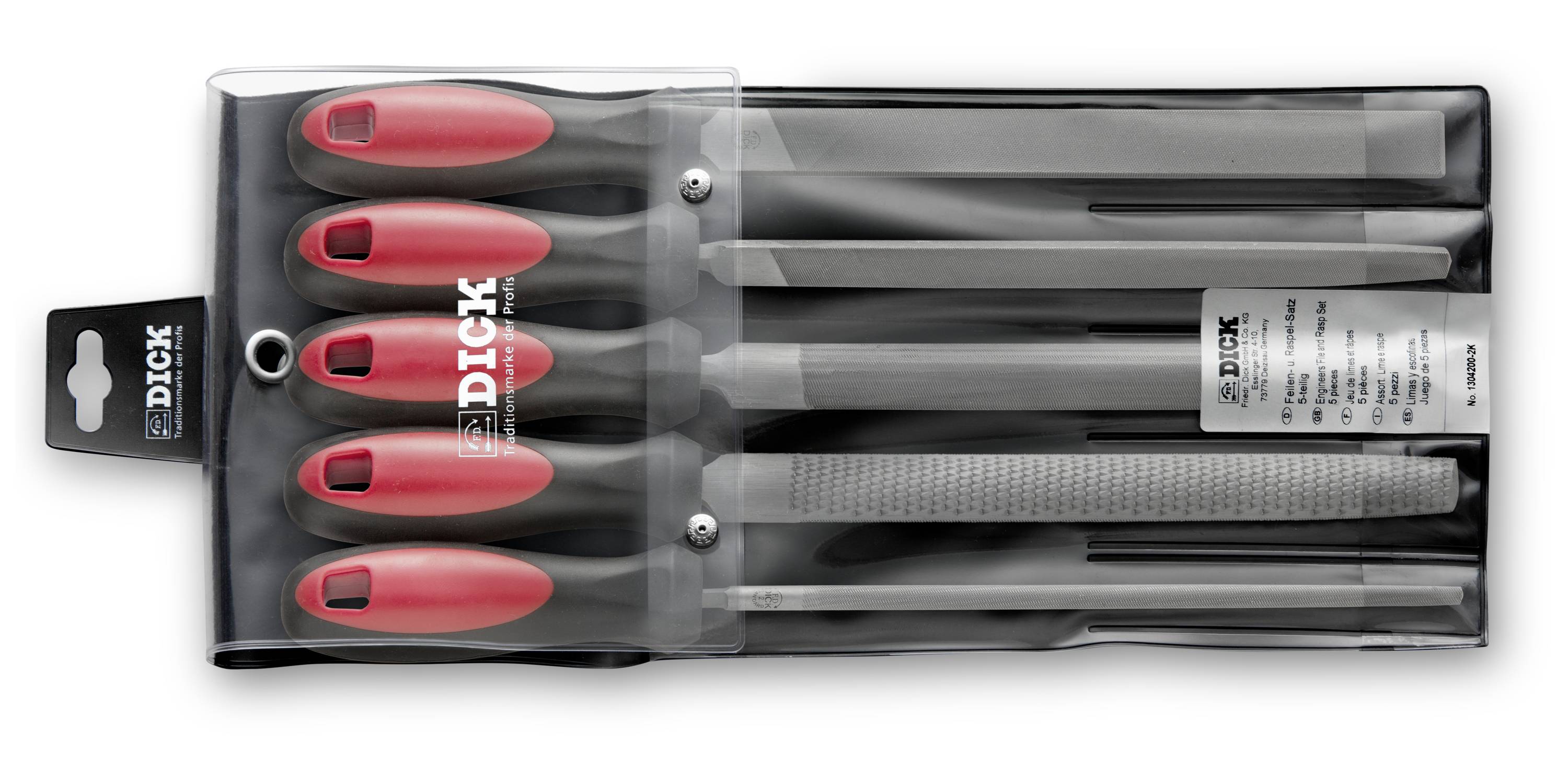 Dick 1304200-2K File/rasp set, cut 2 with 2K handle, 5-piece Length 200 mm 1 Set