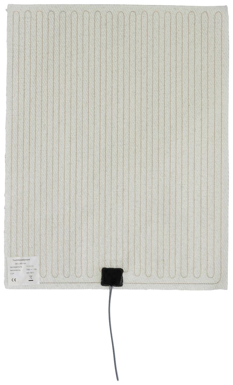 Heating Mat with Cable Connection for Electronic Devices. White Rectangular Surface with Integrated Heating Wires.