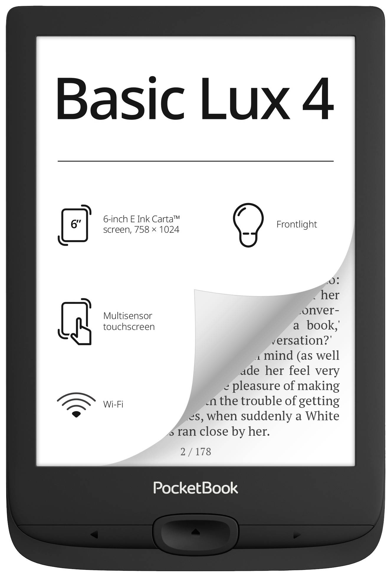 PocketBook Basic Lux 4 eBook reader 15.2 cm (6 inch) Black