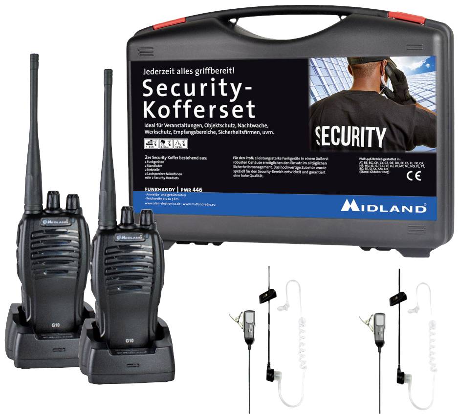 Midland G10 Pro PMR 2er Security-Koffer MA31 LK Pro C1107.S4 PMR transceiver 2-piece set