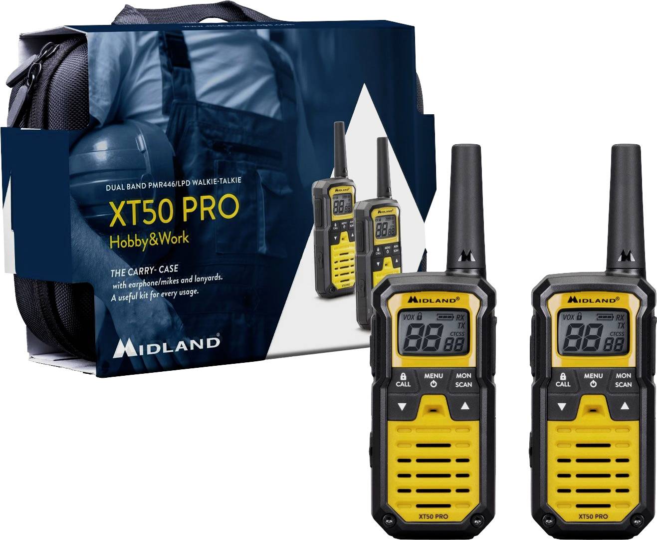 Midland XT50 Pro Koffer Gelb C1464.01 LPD/PMR handheld transceiver 2-piece set