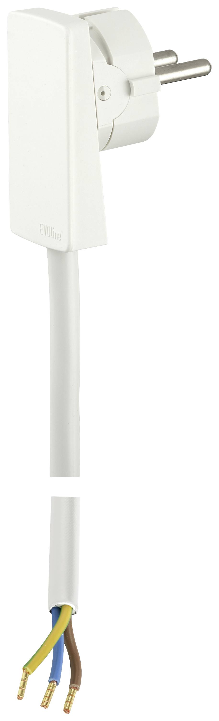 A stripped white electrical plug with visible wires.