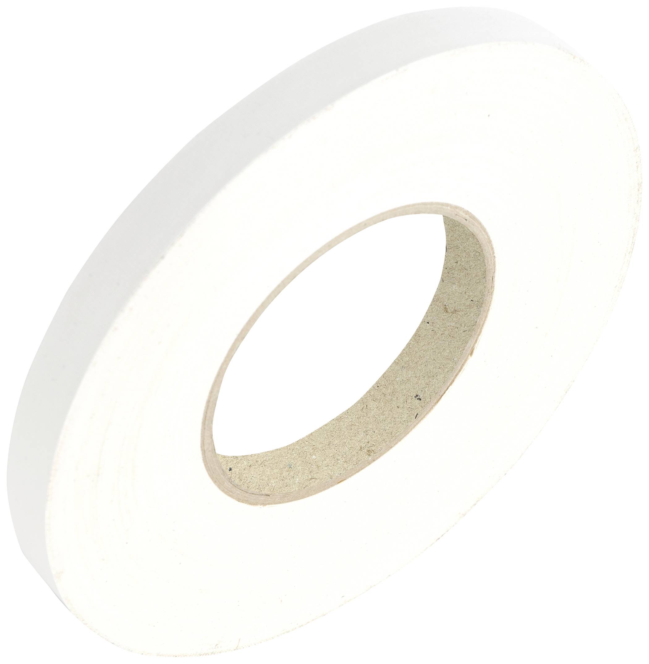 A roll of white adhesive tape against a white background.