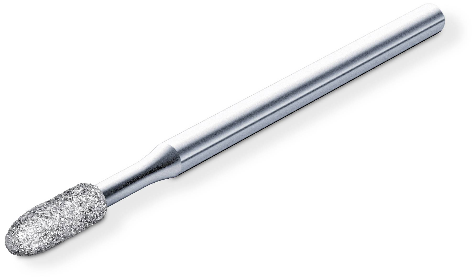 Metal nail drill attachment with diamond-coated tip; used for precise nail design and manicure.