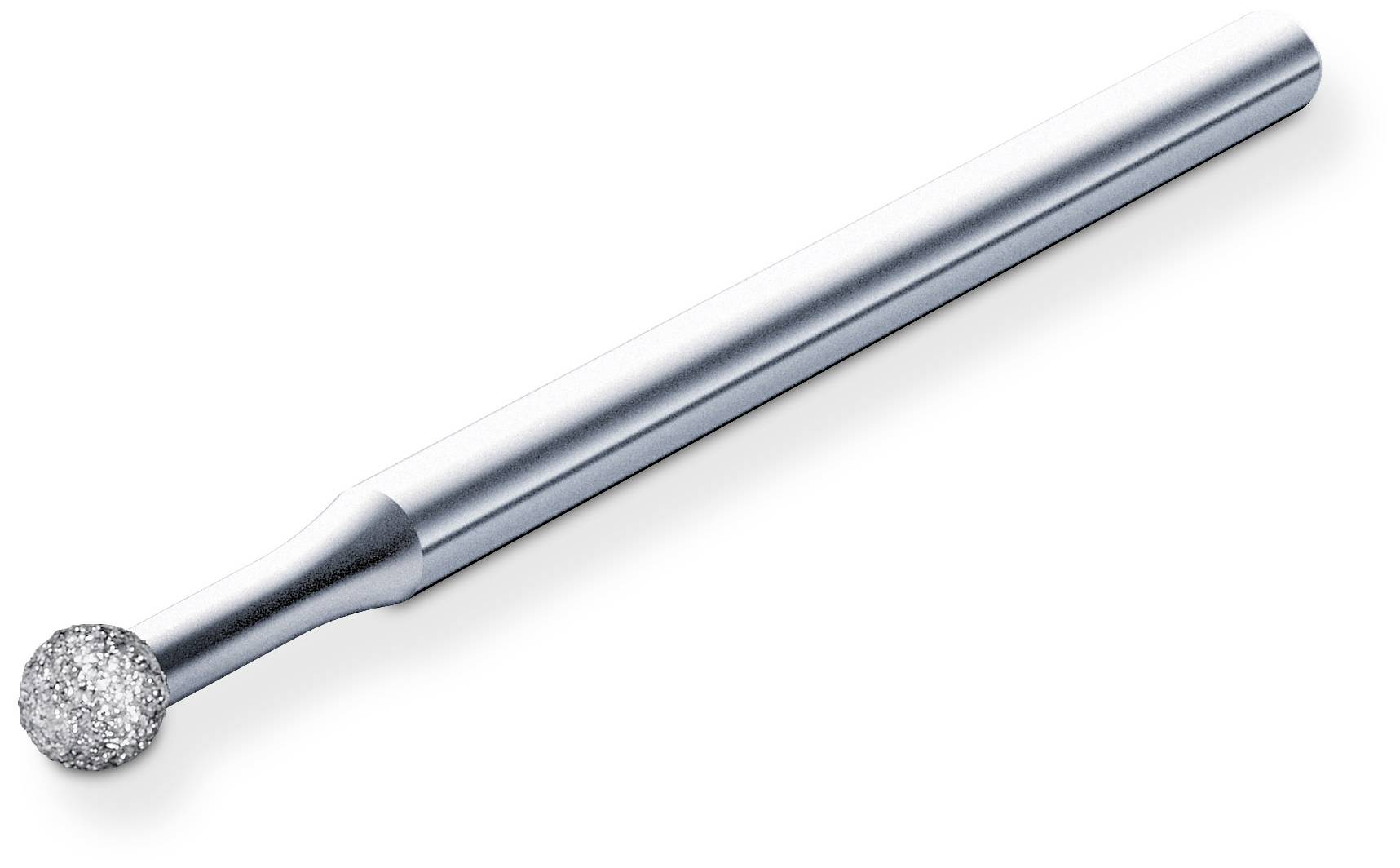 A cylindrical metal drill bit with a rough, round tip for grinding or milling materials in technical applications.