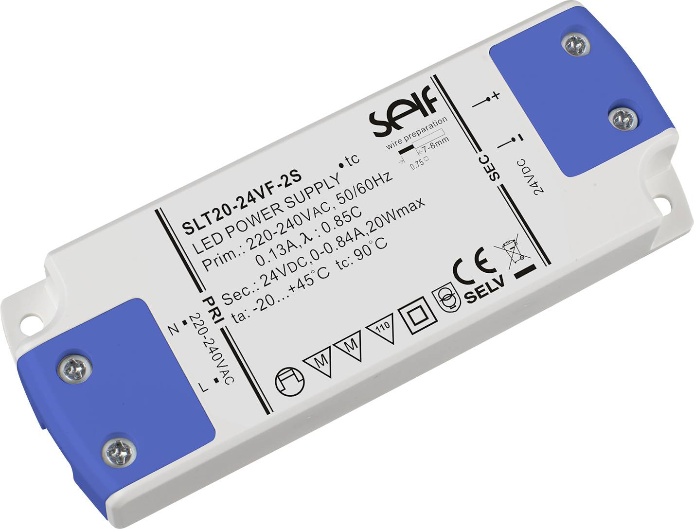Self Electronics SLT20-24VF-2S LED transformer Constant voltage 20 W 0.84 A 24 V not dimmable 1 pc(s)